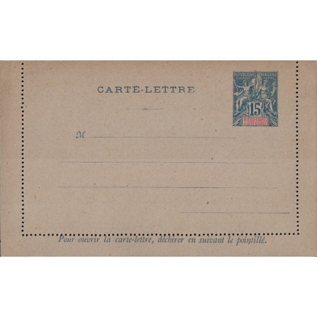 DIEGO SUAREZ ET DEPENDANCE - TYPE GROUPE - CARTE LETTRE 15c BLEU SUR GRIS.