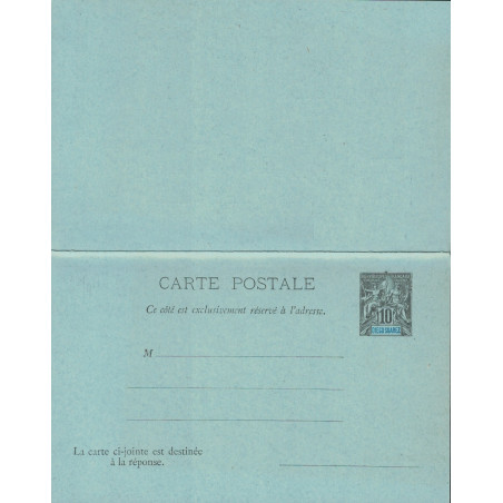 DIEGO SUAREZ - TYPE GROUPE - CARTE POSTALE REPONSE 10+10 NOIR SUR BLEU.