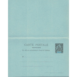 DIEGO SUAREZ - TYPE GROUPE - CARTE POSTALE REPONSE 10+10 NOIR SUR BLEU.