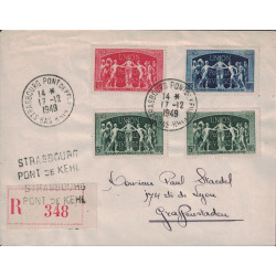BAS RHIN - STRASBOURG PONT DE KIEL - 17-12-1949 - BEL AFFRANCHISSEMENT.