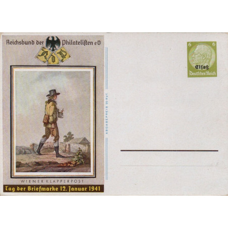 ALSACE - JOURNEE DU TIMBRE- 1941- ENTIER POSTAL D’OCCUPATION ILLUSTRE - JOURNEE DU TIMBRE 1941.