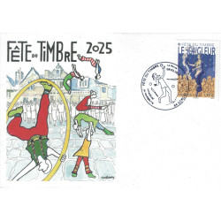 JOURNEE DU TIMBRE - FETE DU TIMBRE - 2025 - VAUCLUSE - SORGUES - CARTE POSTALE THEME ACROBATES.