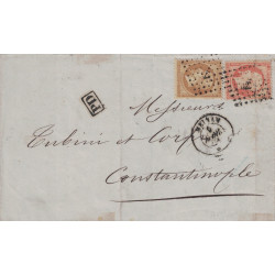 PAQUEBOT DE LA MEDITERRANEE - MEINAM - 9 AVRIL 1864 - EMPIRE N°21 ET 23 OBLITERATION ANCRE - LETTRE POUR CONSTANTINOPLE