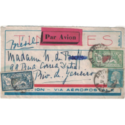 ALPES MARITIMES - NICE - MERSON - LETTRE AEROPOSTALE POUR RIO BRESIL LE 28 AOUT 1929.