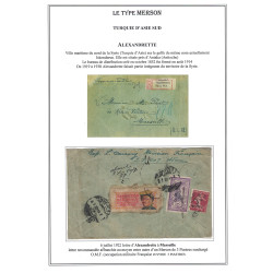 SYRIE - ALEXANDRETTE - MERSON - 3 PIASTRES SURCHARGE O.M.F - LETTRE RECOMMANDEE POUR MARSEILLE LE 6 JUILLET 1922.