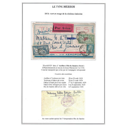 ALPES MARITIMES - NICE - MERSON - LETTRE AEROPOSTALE POUR RIO BRESIL LE 28 AOUT 1929.