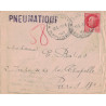 PARIS - PNEUMATIQUE - PETAIN 3F ORANGE SEUL - PARIS 101 * 75 RUE DE LA GLACIERE LE 17-5-1942 - GRIFFE PNEUMATIQUE VIOLETTE