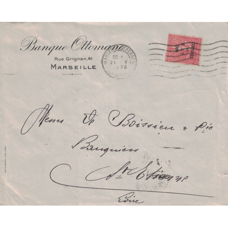 BOUCHES DU RHONE - MARSEILLE - N°264 SEUL SUR LETTRE ENTETE DE LA BANQUE OTTOMANE - LE 21-5-1930.