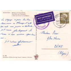 ALLEMAGNE - CARTE POSTALE PAR AVION POUR BONE ALGERIE LE 30-6-1959.