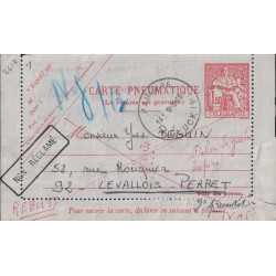 CHAPLAIN - 1F60 - PARIS 96 POUR LEVALLOIS PERRET - DELAI DE GARDE EXPIRE - NON RECLAME - REBUTS - VERSO CACHET ROUGE DES REBUTS.