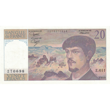 20 FRANCS DEBUSSY - DATE 1983 - N° - Z.011 - BILLET NON UTILISE.