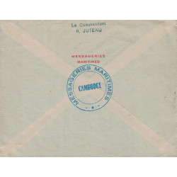 VIETNAM - SAIGON RP - ENVELOPPE DES MESSAGERIES MARITIMES - CACHET PAQUEBOT CAMBODGE AU VERSO.