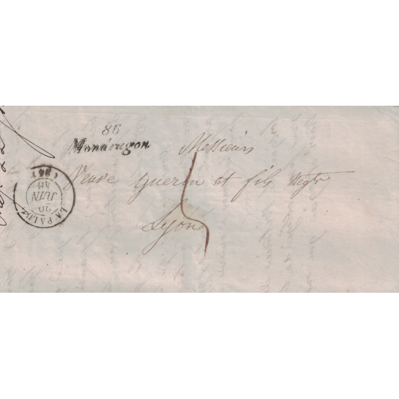 VAUCLUSE - 86/MONDRAGON - CURSIVE - 29-6-1849 - AVEC TEXTE POUR LYON.