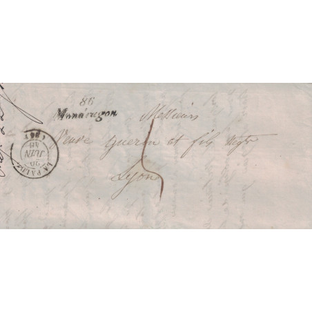 VAUCLUSE - 86/MONDRAGON - CURSIVE - 29-6-1849 - AVEC TEXTE POUR LYON.