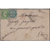 INDOCHINE - AIGLE 20c N°4 + EMPIRE 5c N°8 OBLITERATION LOSANGE CCH - LETTRE POUR LA FRANCE DU 24-01-1873.