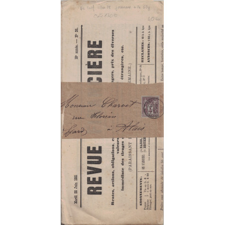 PARIS - GARE DIU NORD - SAGE - 4c N°88 SEUL SUR BANDE AVEC JOURNAL COMPLET REVUE FINANCIERE - 28 JUIN 1881.