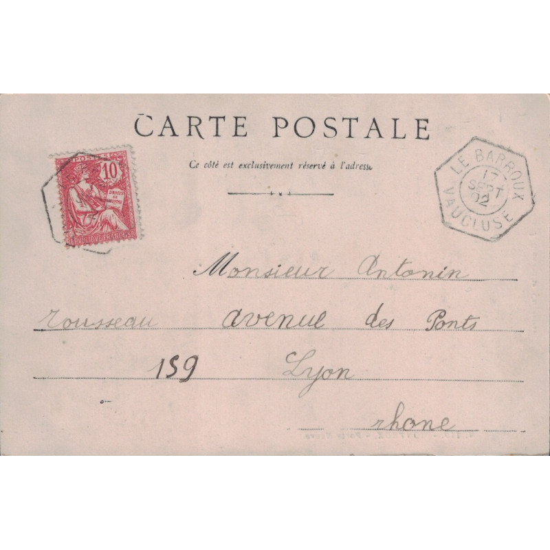 VAUCLUSE - LE BARROUX - RECETTE AUXILIAIRE DU 17 SEPTEMBRE 1902 - VUE DE MONTEUX.