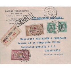 MAROC - CASABLANCA PORT - LETTRE RECOMMANDEE EXPRES DU 2-4-1924.