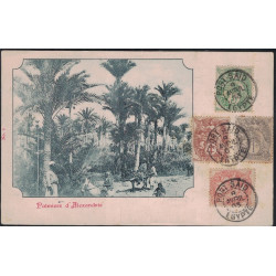 EGYPTE - PORT SAID - SUPERBE AFFRANCHISSEMENT TYPE BLANC 1+3+4+5c  DU 8-4-1903.
