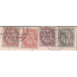 EGYPTE - ALEXANDRIE - CARTE POSTALE POUR L'ALLEMAGNE - AFFRANCHISSEMENT TYPE BLANC 1-2-3-4c.