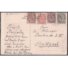 EGYPTE - ALEXANDRIE - CARTE POSTALE POUR L'ALLEMAGNE - AFFRANCHISSEMENT TYPE BLANC 1-2-3-4c.