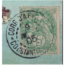 TURQUIE - CORR.D.ARMEES - * CONSTANTINOPLE FR * - TYPE BLANC LEVANT DU 9-9-1905 SUR CARTE POUR LA FRANCE.