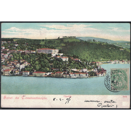 TURQUIE - CORR.D.ARMEES - * CONSTANTINOPLE FR * - TYPE BLANC LEVANT DU 9-9-1905 SUR CARTE POUR LA FRANCE.