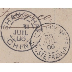 CHINE - CHEFOU-CHINE POSTE FRANCAISE - CARTE POSTALE POUR LA FRANCE LE 28-7-1906.