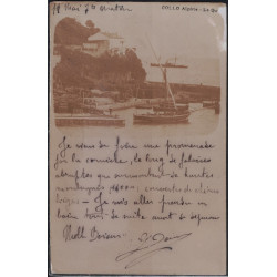 ALGERIE - PHILIPPEVILLE - GRIFFE RECTANGLE BM - TYPE BLANC SUR CARTE PHOTO DE COLLO LE QUAI - LE 11-5-1903.
