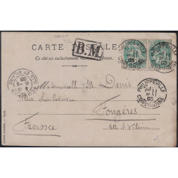 ALGERIE - PHILIPPEVILLE - GRIFFE RECTANGLE BM - TYPE BLANC SUR CARTE PHOTO DE COLLO LE QUAI - LE 11-5-1903.