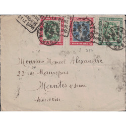 TYPE BLANC - N°111x2+279 DEVANT DE LETTRE SUR 3 PORTES TIMBRES - GUERRE A L'ALCOOL - ABSINTHE REND FOU - DAGUIN NIMES GARE
