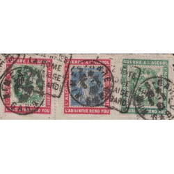 TYPE BLANC - N°111x2+279 DEVANT DE LETTRE SUR 3 PORTES TIMBRES - GUERRE A L'ALCOOL - ABSINTHE REND FOU - DAGUIN NIMES GARE