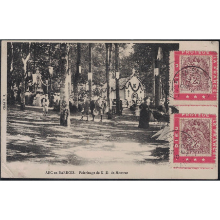 TYPE BLANC - N°108 SUR 2 PORTES TIMBRES - DIEU-PROTEGE-LA FRANCE - CARTE POSTALE DE ARC EN BARROIS - HAUTE MARNE.