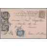 PARIS - DRAPEAU PARIS DEPART - 1c SEUL SUR CARTE POSTALE TAXEE - BANDE DU 1c NOIR BANDEROLE + 5c BLEU EN 1901.