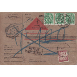 BAS-RHIN - SAVERNE - MANDAT CARTE REMBOURSEMENT TAXEE 1F - RETOURE ENVOYEUR - LE 25-4-1931.