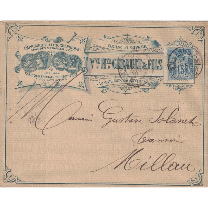 PARIS - SAGE - N°90 SUR ENVELOPPE ILLUSTREE Vve. Hte. GERAULT & FILS USINE A VAPEUR IMPRIMERIE LITHOGRAPHIE PARIS - SAGE - N°90 SUR ENVELOPPE ILLUSTREE Vve. Hte. GERAULT & FILS USINE A VAPEUR IMPRIMERIE LITHOGRAPHIE