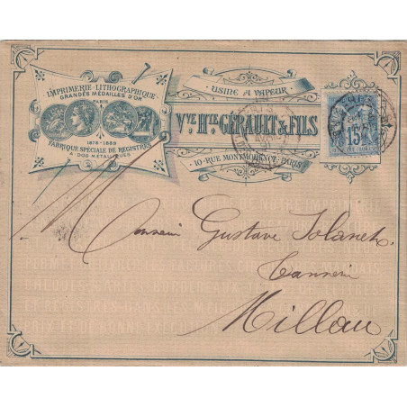 PARIS - SAGE - N°90 SUR ENVELOPPE ILLUSTREE Vve. Hte. GERAULT & FILS USINE A VAPEUR IMPRIMERIE LITHOGRAPHIE
