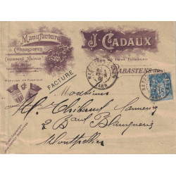 TARN - RABASTENS - SAGE - N°90 SUR ENVELOPPE ILLUSTREE MANUFACTURE DE CHAUSSURES J.CADAUX.