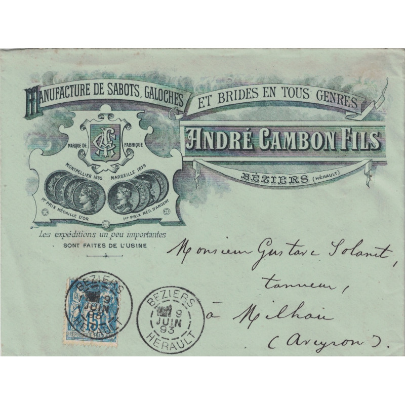 HERAULT - BEZIERS - MANUFACTURE DE SABOTS, GALOCHES ANDRE CAMBON FILS.