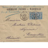 BOUCHES DU RHONE - MARSEILLE ETRANGER - MOUCHON 25cX2 SUR LETTRE OUVERTE PAR ERREUR.