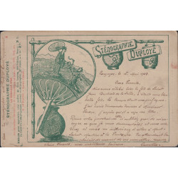 MEURTHE ET MOSELLE - LONGUYON - CARTE STENOGRAPHIE DUPLOYE - ILLUSTRATION VERSO PAS COURANTE DU 16-5-1903.