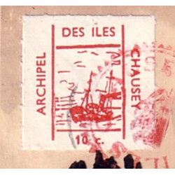 MANCHE - GRANVILLE - VIGNETTE PRIVEE 10c ARCHIPEL DES ILES CHAUSEY SUR CARTE POUR GRANVILLE.