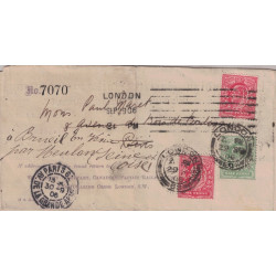 GRANDE BRETAGNE - LONDRES - TIMBRES PERFORES C.P.R. DE LA CANADIAN PACIFIC RAILWAYS LE1 OCTOBRE 1906.