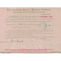 GRANDE BRETAGNE - LONDRES - TIMBRES PERFORES C.P.R. DE LA CANADIAN PACIFIC RAILWAYS LE1 OCTOBRE 1906.