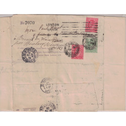 GRANDE BRETAGNE - LONDRES - TIMBRES PERFORES C.P.R. DE LA CANADIAN PACIFIC RAILWAYS LE1 OCTOBRE 1906.