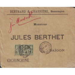 DOUBS - BESANCON - SAGE - N°72 EN PAIRE - DEVANT DE LETTRE POUR SAIGON COCHINCHINE .