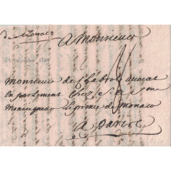 MONACO - GRIFFE MANUSCRITE - LETTRE POUR L'AVOCAT AU PARLEMENT CHEZ S.A.S. MONSEIGNEUR LE PRINCE DE MONAC.O