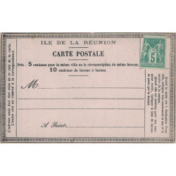 REUNION - CARTE PRECURSEUR ILE DE LA REUNION - SAGE 5c NEUF - CARTE NON CIRCULEE.