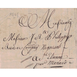 LOIRE - ST ETIENNE - DEB.DE ST ETIENNE - MANUSCRIT - VERSO DE LETTRE DE PARIS POUR ST ETIENNE (EN TINEE) PAR MONACO.