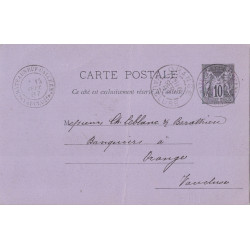 VAUCLUSE - CHATEAUNEUF-CALCERNIER (ANCIEN NOM DE CHATEAUNEUF DU PAPE) - ENTIER POSTAL SAGE 10c.